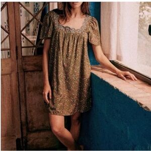 NWOT Sezane Caitlin Mini Baby Doll Embroidered Dress size 34/XS